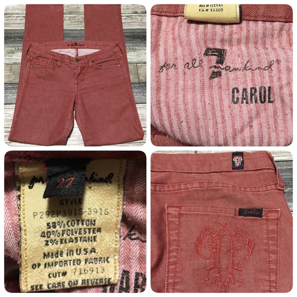 7 For All Mankind Carol Emilio Pucci Jeans Women 27 Red (Inseam 33) Straight K3